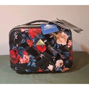 Triforce Elite Hardside Travel Beauty Case Black Floral Quilted Makeup Vanity...